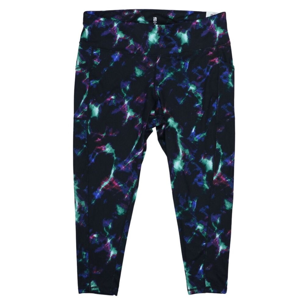 ID Ideology Womens Plus Size Celestial Sky Printed 7/8 Leggings Black size 2X